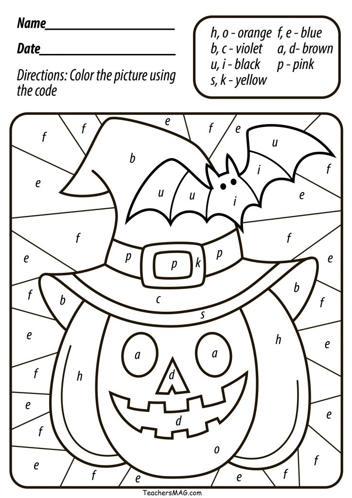 Printable Halloween Color By Number