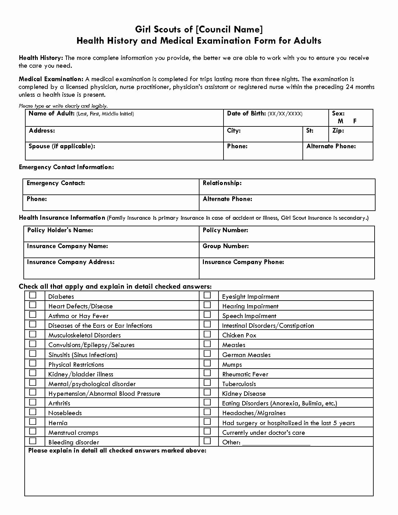 Printable History And Physical Template Pdf Free Printable