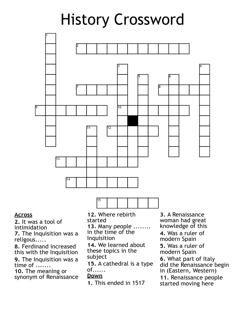 Printable History Crossword Puzzles Printable Crosswo Vrogue co
