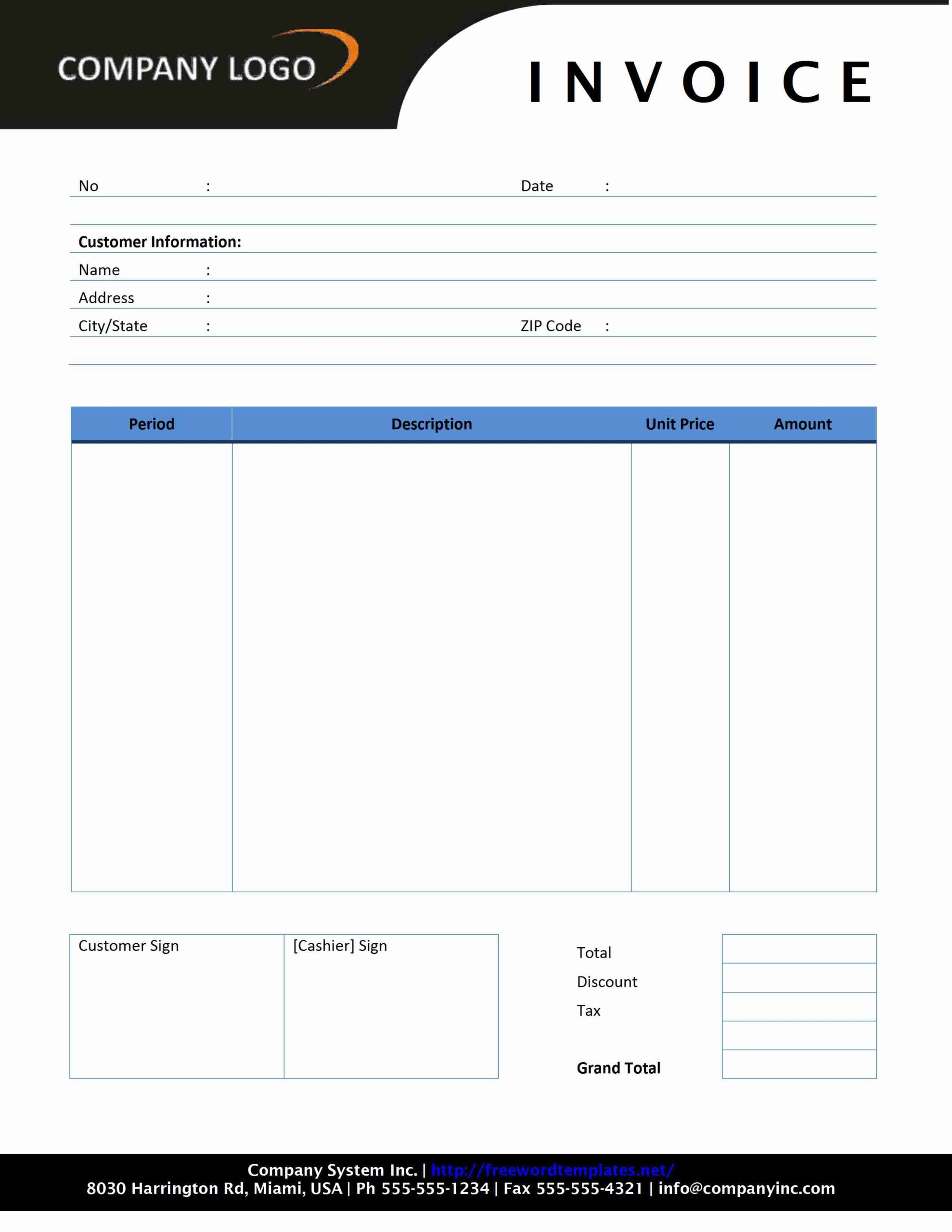 Printable Invoice Templates Word