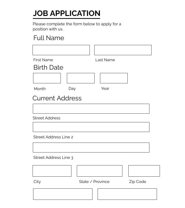 Printable Job Application Template Photos Free Download And Print For 