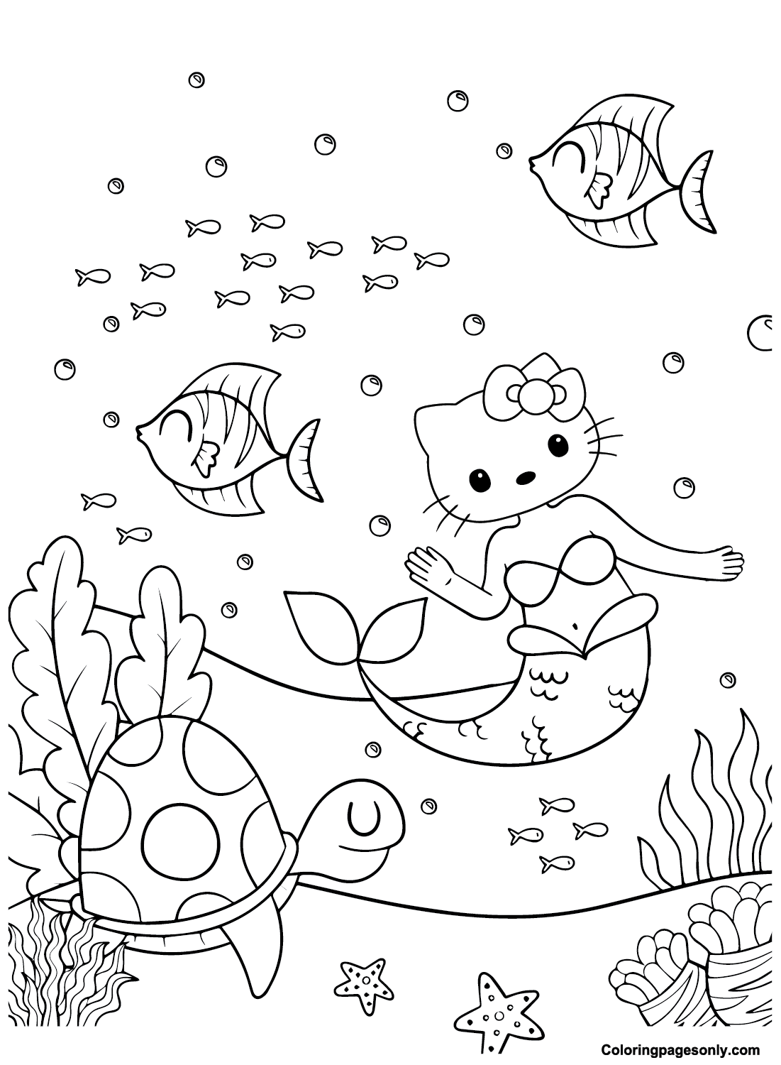 Printable Kitty Mermaid Coloring Pages Printable Online