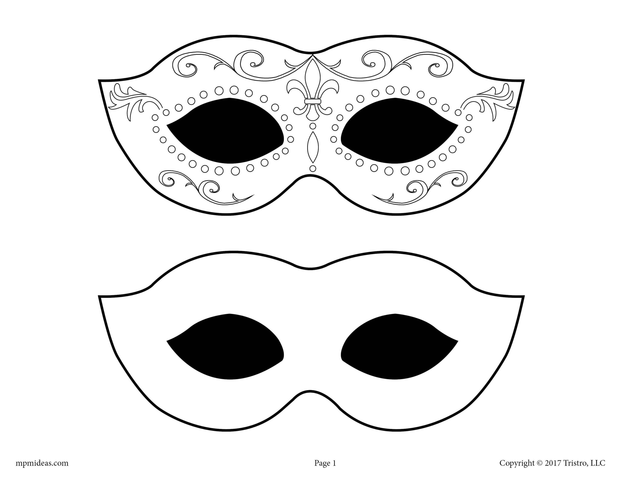 Printable Mardi Gras Mask Template Content Calendar Template
