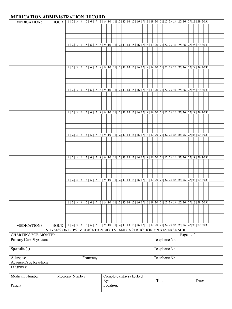 Printable Medication Administration Record Template Word Fill Online 