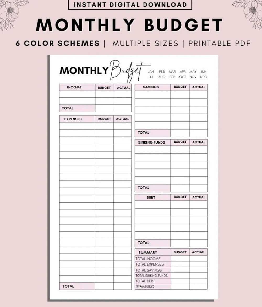 Printable Monthly Budget Template Free Free Download And Print For You 