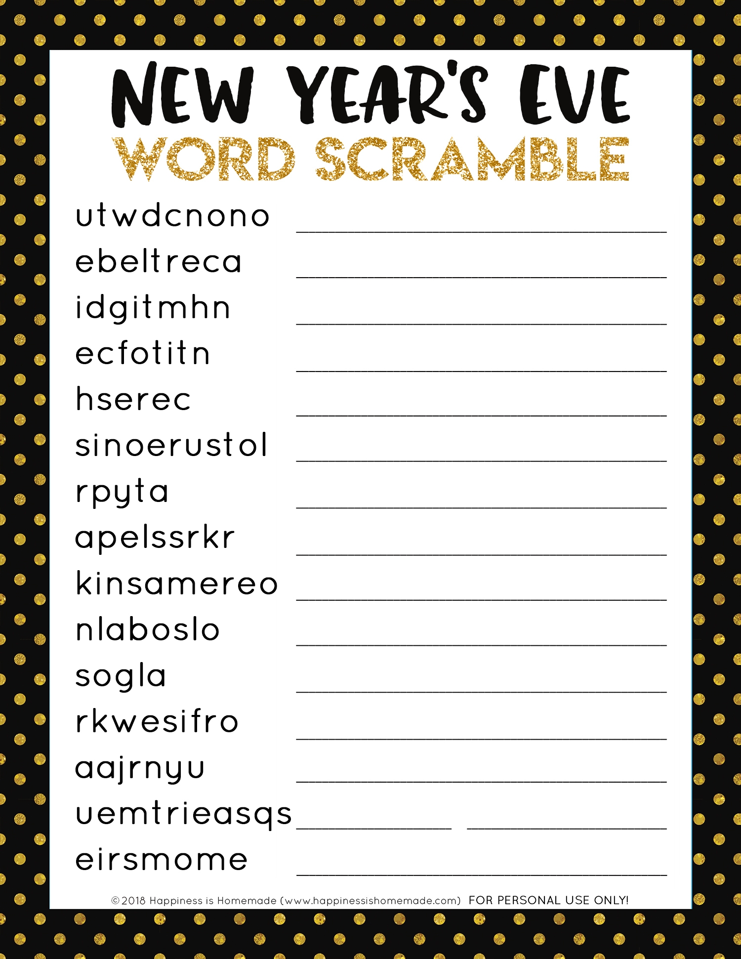 Printable New Year 39 s Crossword Puzzle Printable Crossword Puzzles