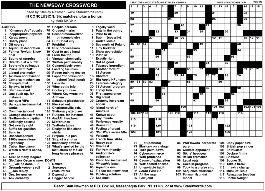 Printable Newspaper Crosswords