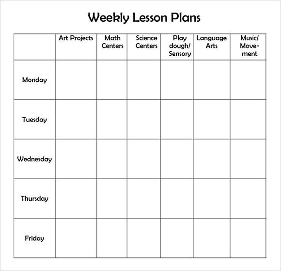 Printable Preschool Lesson Plan Template Free Printable Weekly Lesson