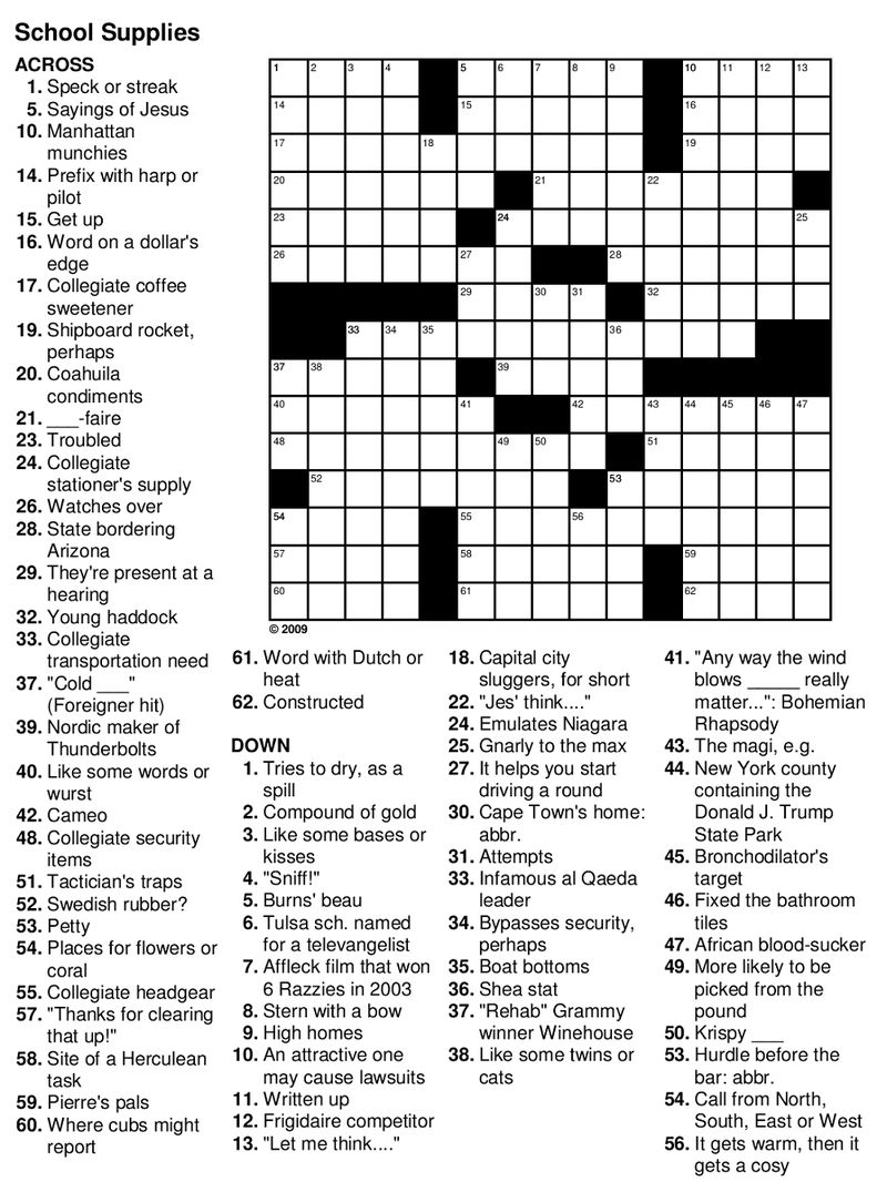Printable Puzzles For Seniors Printable Crossword Puzzles