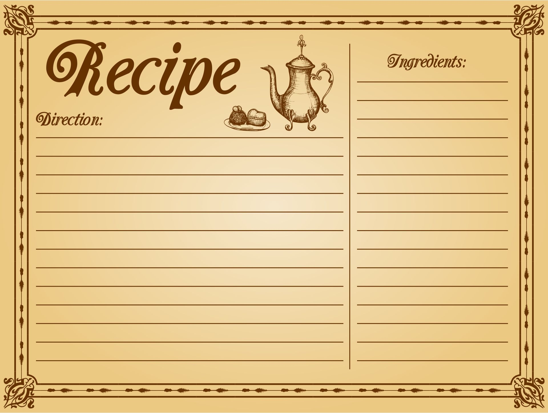Printable Recipe Cards Template Free Free Printable Card