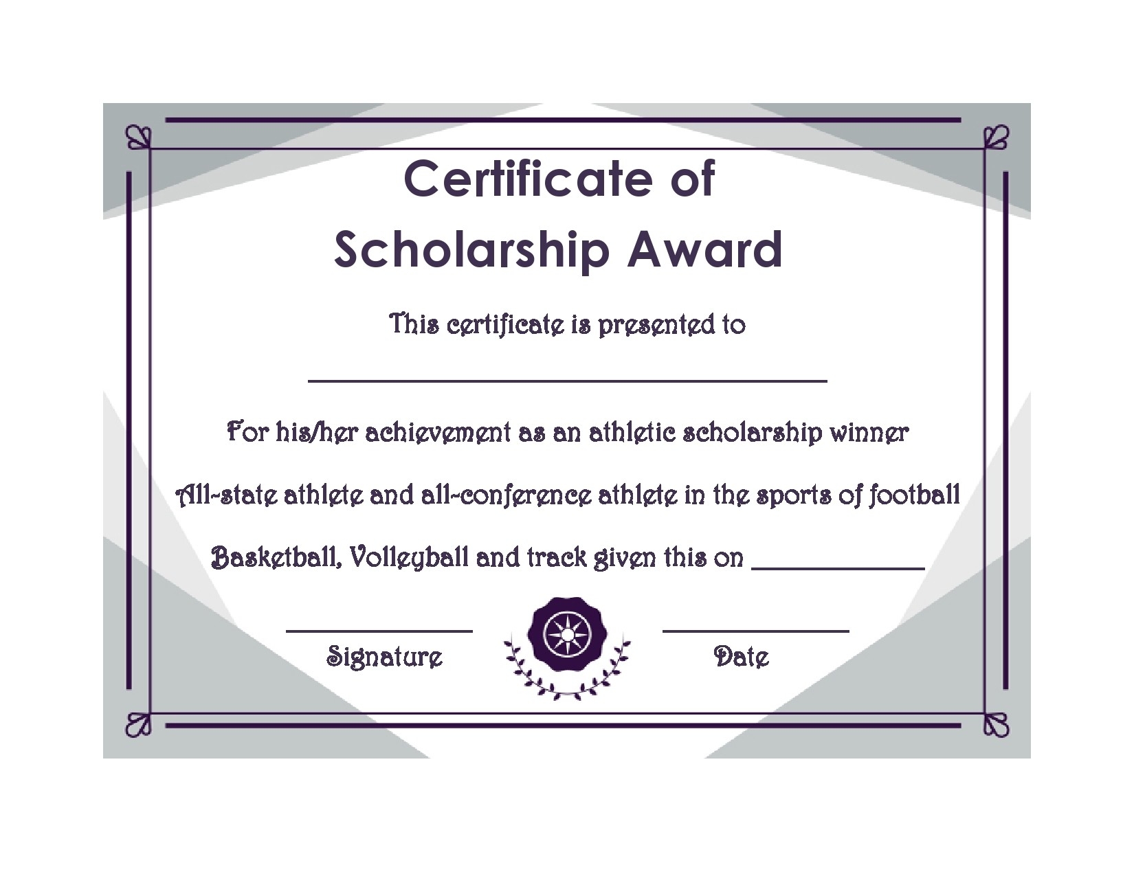 Printable Scholarship Award Certificate Template Printable Templates