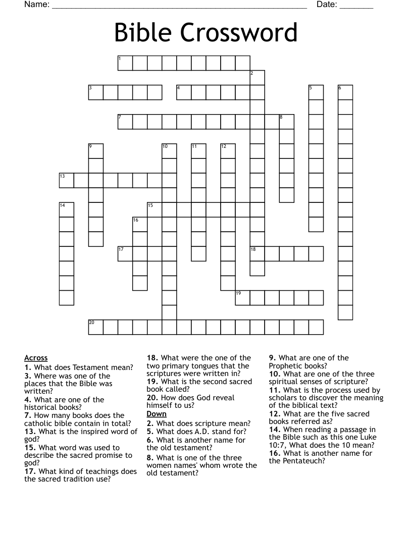 Printable Simple Bible Crossword Puzzles