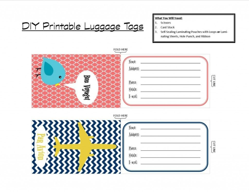 Printable Tags With Luggage Label Template