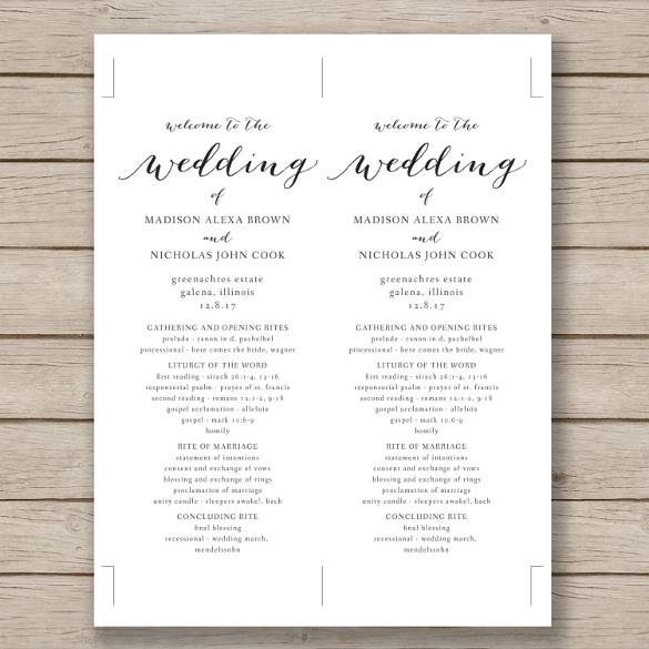 Printable Wedding Program Templates Free Printable Wedding