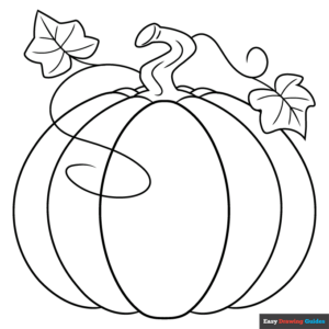 Pumpkin Coloring Page Easy Drawing Guides