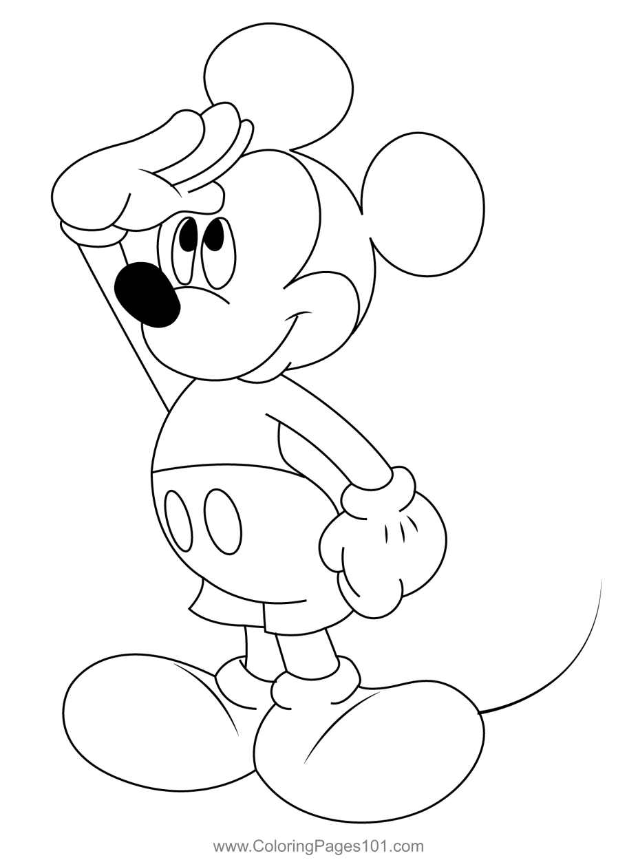 Salute Mickey Mouse Coloring Page For Kids Free Mickey Mouse 