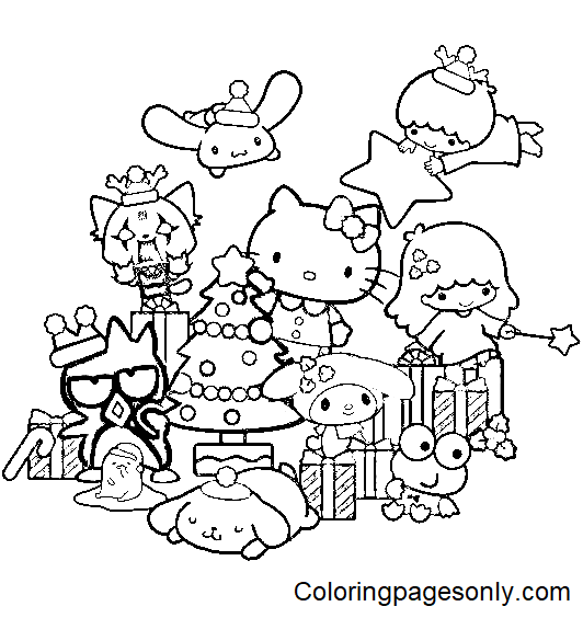 Sanrio Christmas Coloring Page Free Printable Coloring Pages