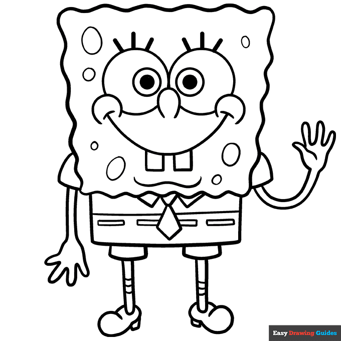 SpongeBob SquarePants Coloring Page Easy Drawing Guides