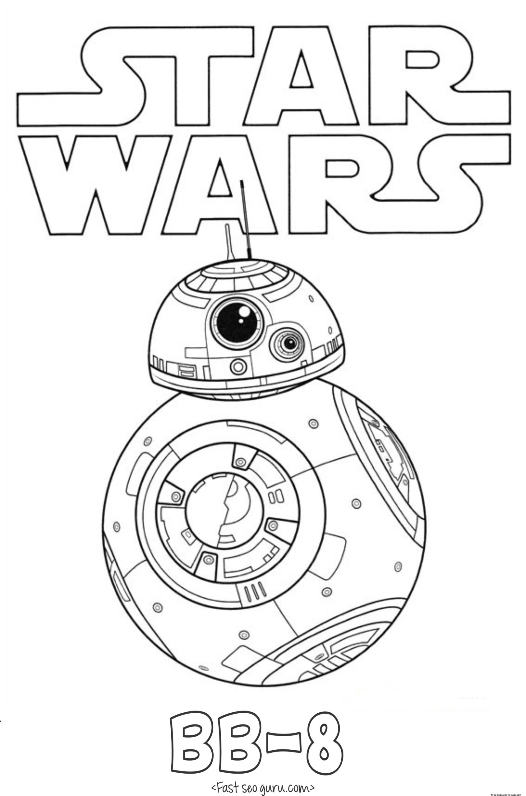 Star Wars The Force Awakens BB 8 Coloring Pages Free Kids Coloring Page