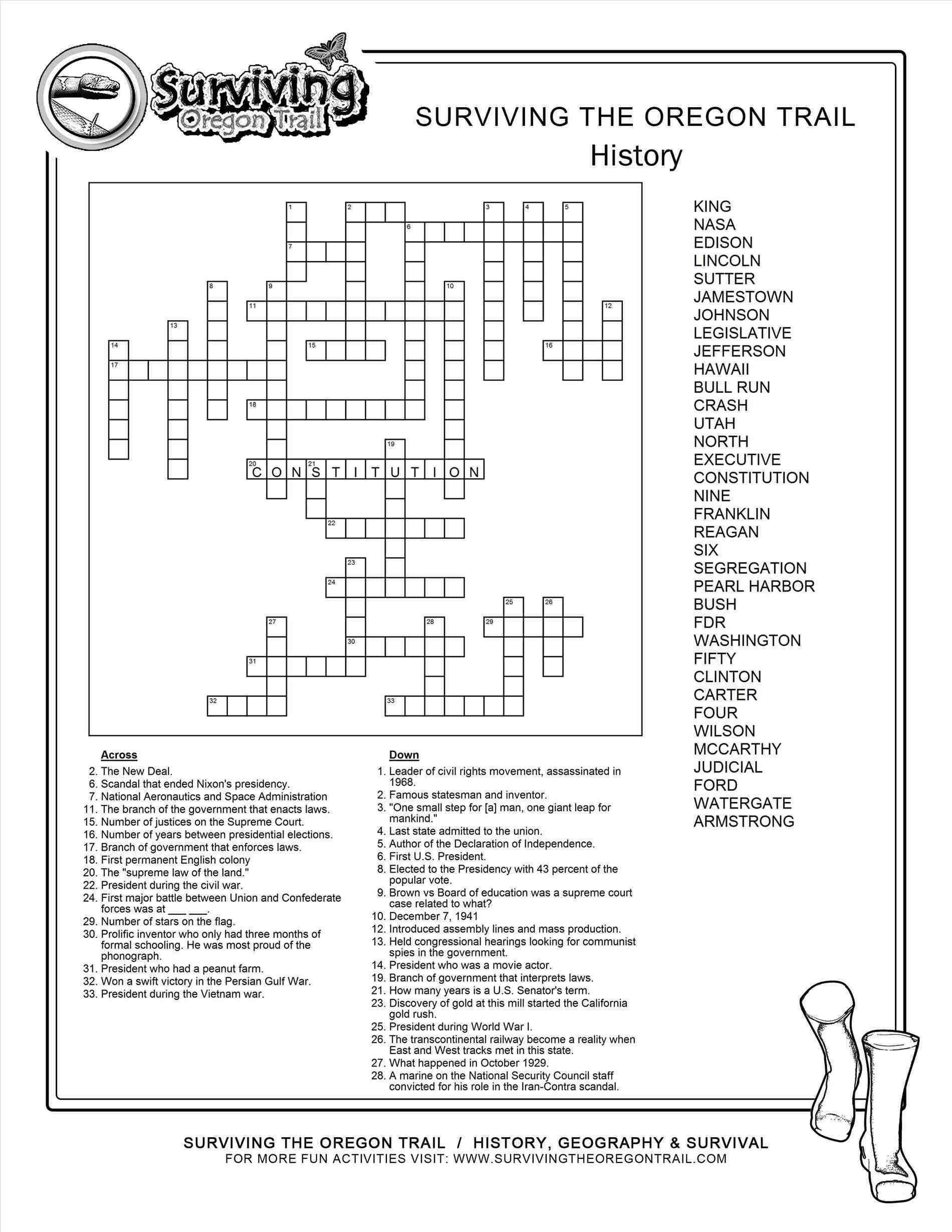 Summer Crossword Puzzle Printable Middle School Printable Crossword 