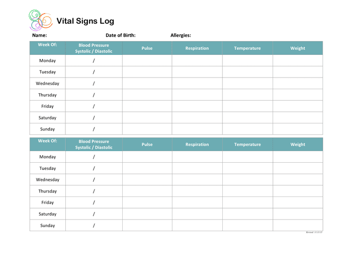 Template Free Printable Vital Signs Flow Sheet Calendar Printable 3120 