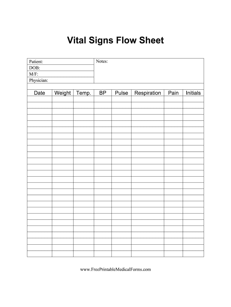 Template Free Printable Vital Signs Flow Sheet Free Printable
