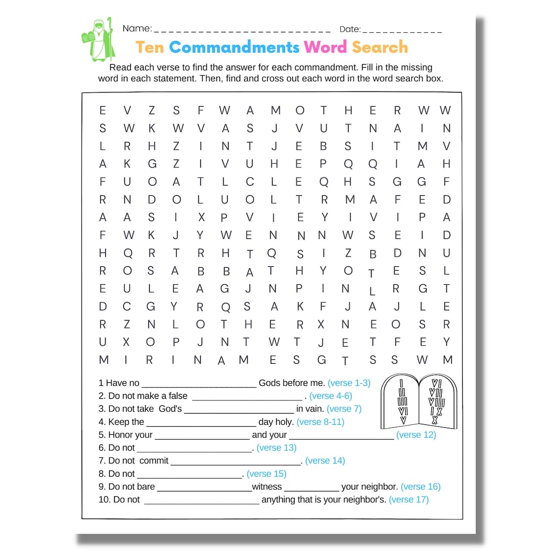 Ten Commandments Word Search And Crossword Puzzle The Vrogue co
