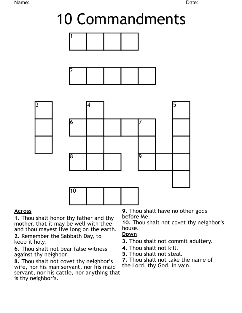 Ten Commandments Word Search And Crossword Puzzle The Vrogue co