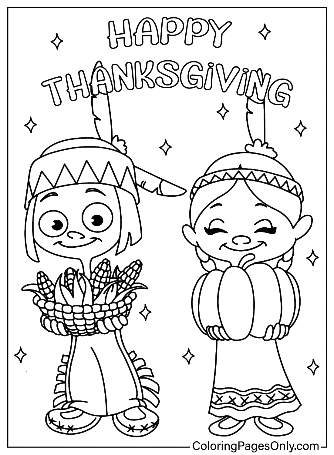 Thanksgiving Cartoon Coloring Page Free Free Printable Coloring Pages