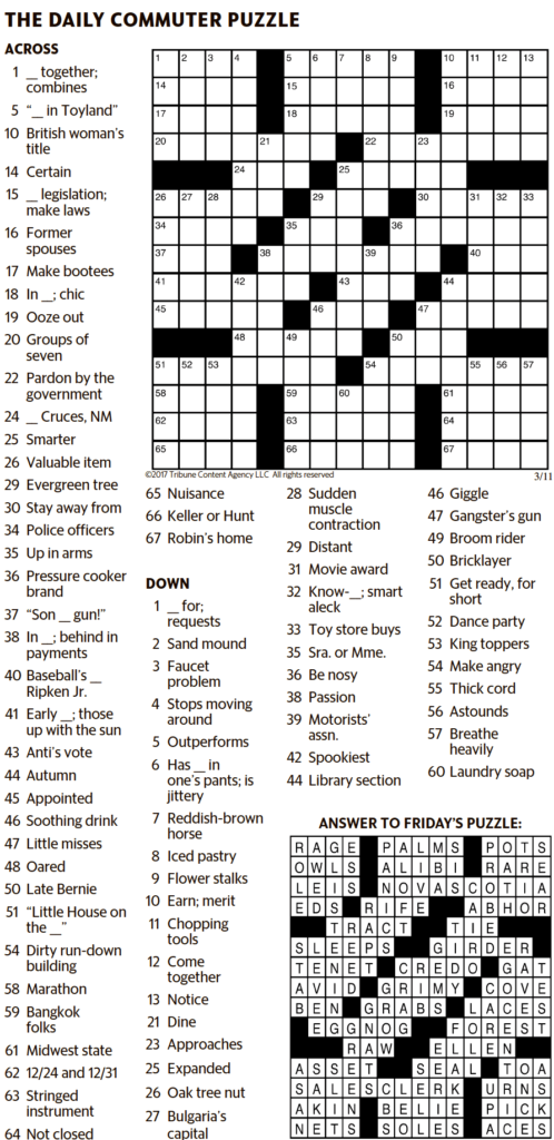 THE DAILY COMMUTER PUZZLE The Kansas City Star 3 11 2017 Printable