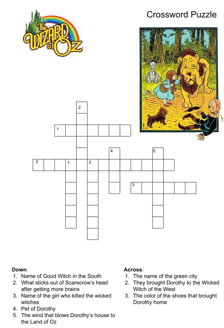 The Wizard Of Oz Crossword Puzzle Crossword Puzzle Crossword Wizard