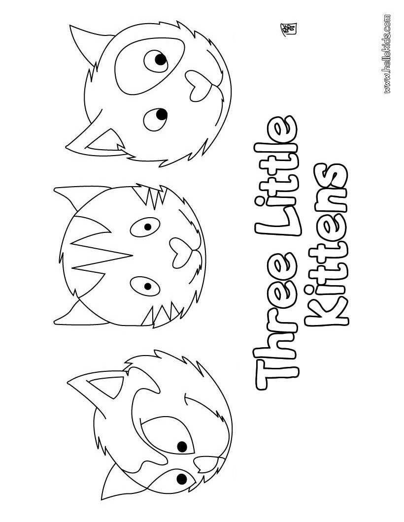 Three Little Kittens Coloring Pages Hellokids