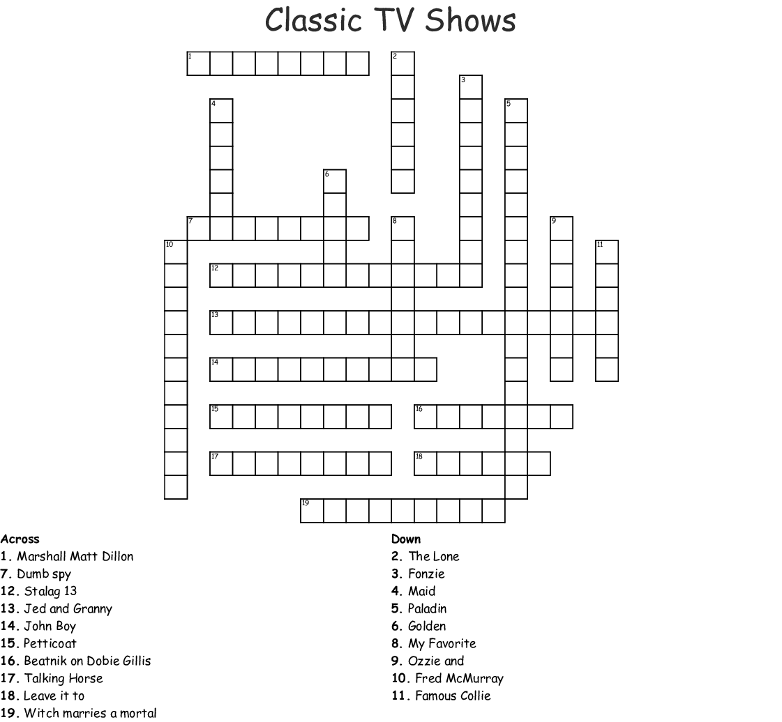 Tv Crossword Puzzles Printable Printable Crossword Puzzles Online