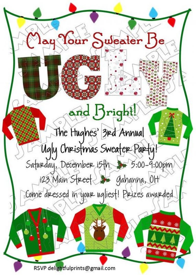 Ugly Sweater Contest Flyer Printable Free 2nd Best Idea Paddle 