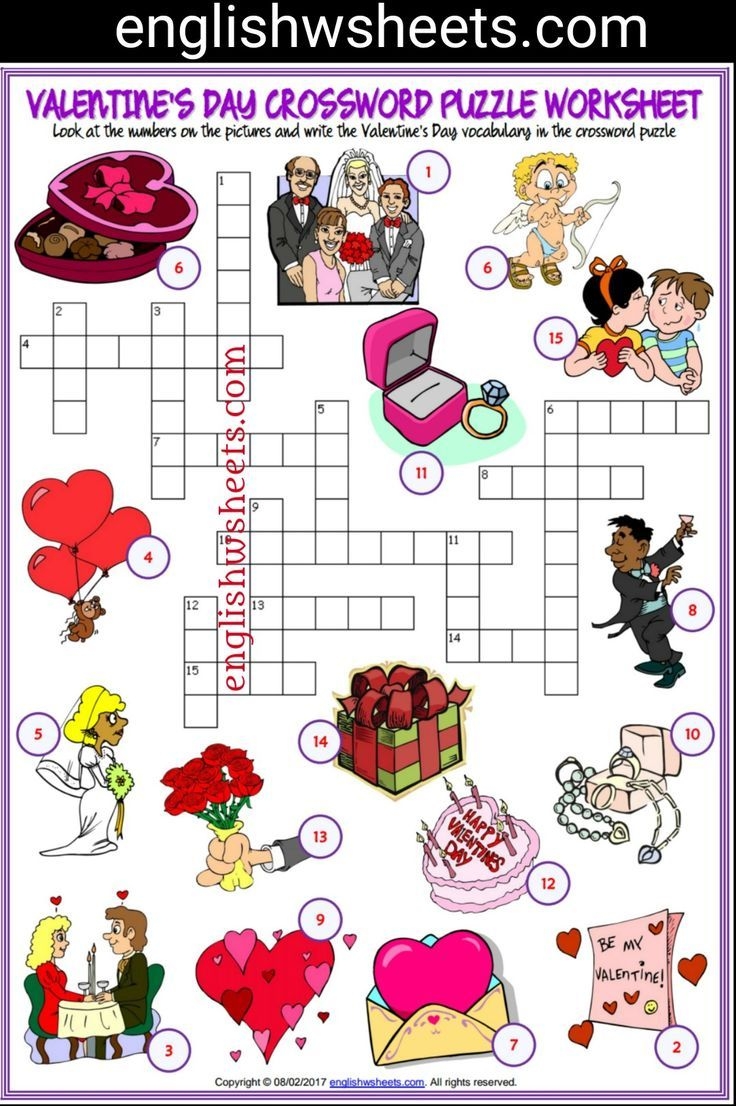 Valentine 39 s Crossword Puzzle Printable Printable Word Searches