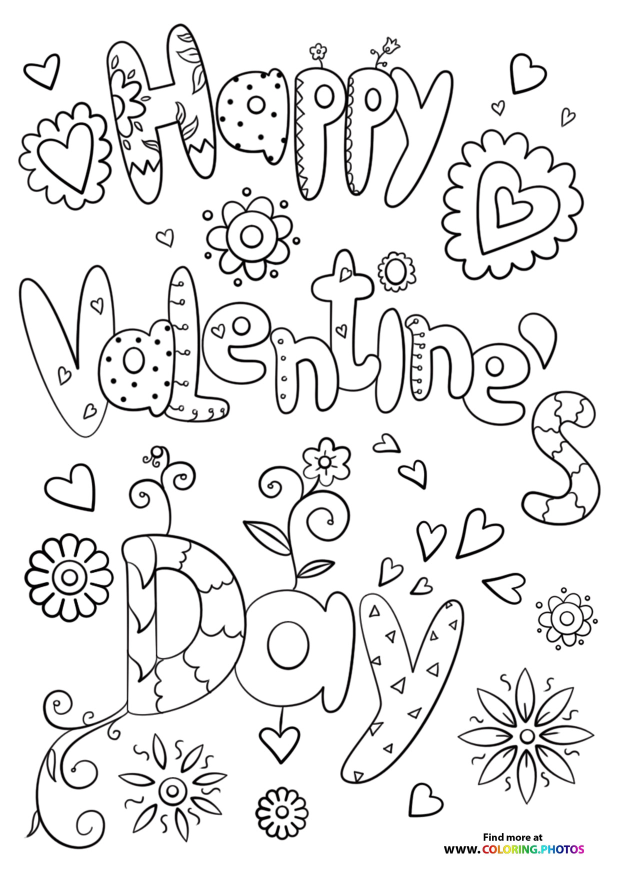 Valentines Doodles Coloring Pages For Kids Free And Easy Print