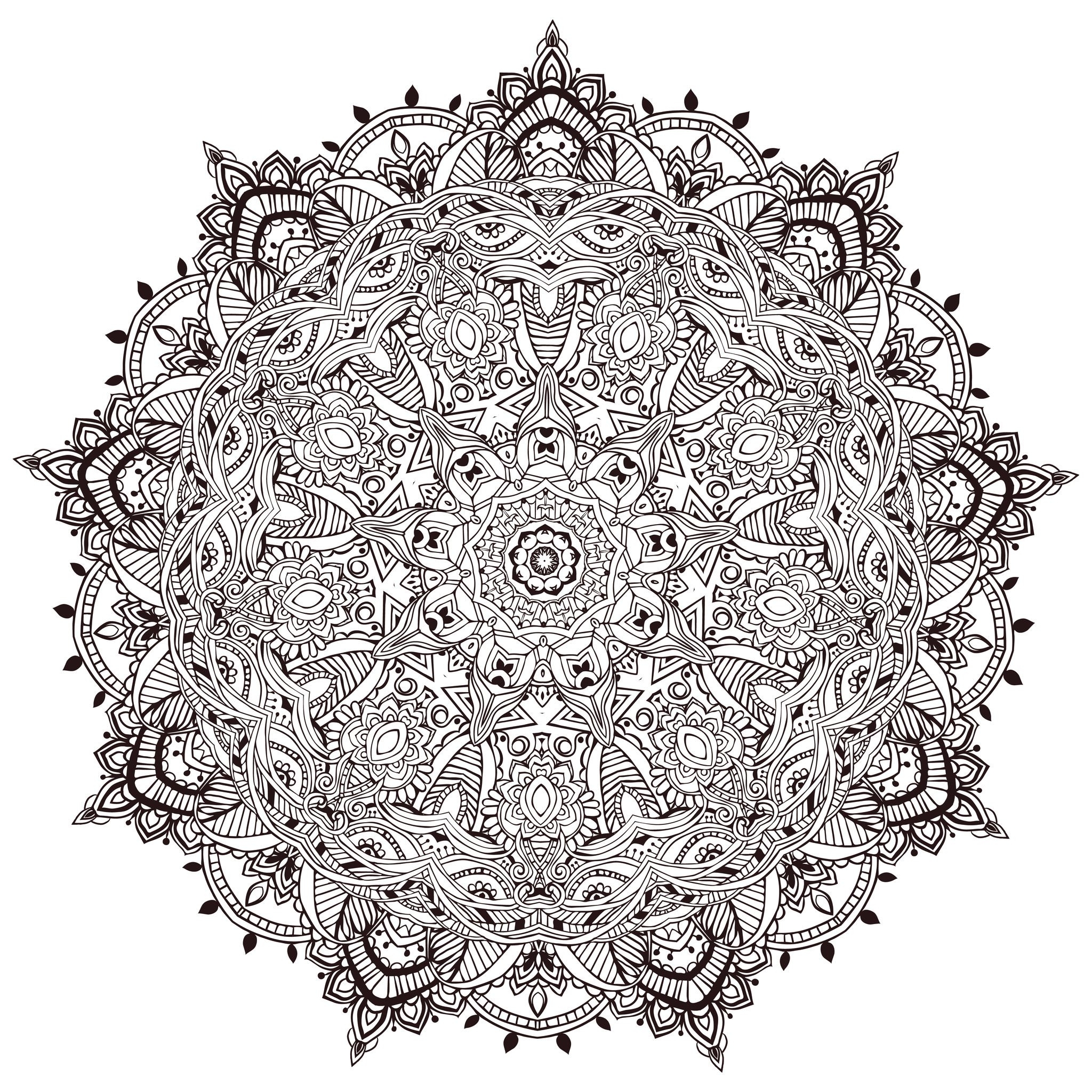Very Detailled Mandala M alas Adult Coloring Pages