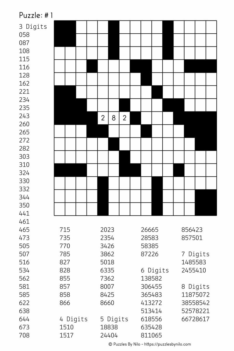 Word Fill In Crossword Puzzles Free Printable